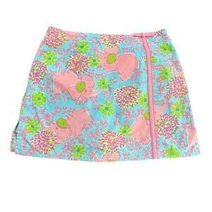Vintage Lilly Pulitzer Women's Pink Floral Print Elefrance Skort Size 4